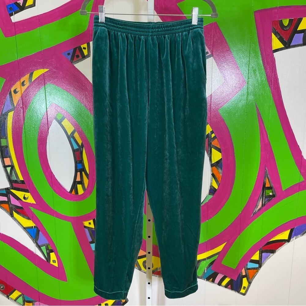 Diane Von Furstenberg, Teal Velvety Elastic Waist Pants. Size Medium.